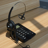 Corded Telephone Call Center Dialpad Headset Telephone with FSK and DTMF Caller ID &amp; Redial, Adjustable LCD Brightness &amp; Volume