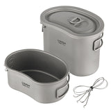 Lixada Outdoor Camping Titanium Ultralight Canteen Set 380ml 750ml Hanging Pot Home Picnic Backpacking Camping tourism Lunch Box