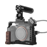 Selens a7iii a7r3 a7m3 Camera Cage Rig For A7III A7R3 A7M3 Cold Shoe Mount with Aluminum Top Handle Grip Pearwood handle