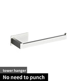 Stainless Steel Silver Bathroom Hardware Set Towel Rack Toilet Paper Holder Towel Bar Hook Bathroom Accessories Don't Drilling
