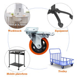 1pc 4 / 5 inch Furniture Caster Wheel w/ Brake Soft Rubber Swivel Caster Roller Wheel For Heavy Duty Machine Platform Trolley