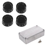 1 Pcs Diecast Aluminium Electronics Project Box &amp; 4 Pcs Electric Guitar Top Hat Knobs Speed Volume Tone Control Knobs