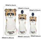Golf Headcover For Driver Fairway Hybrid PU Leather Waterproof Tiger Golf Wood Cover Soft Durable Golf Club Covers Number Tag