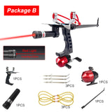 Fishing Reel High Power Shooting Fishing Slingshot Outdoor Hunting Fish Straight Rod Telescopic Catapult Slingshot with Laser