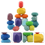 1 Set/16Pcs Kids Stacking Blocks Wooden Stone Building Blocks Stacking