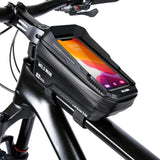 6.7in Touch Screen Bike Handlebar Bag Waterproof Front Frame Top Tube Bicycle Pouch Large Capacity Cycling Front Storage Bag
