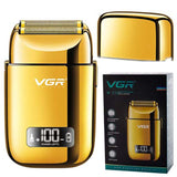 VGR barber metal 3-speed adjust beard hair electric shaver wet dry rechargeable electric razor for men bald head shaving machine
