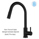 Free Shipping Pull Out Black Sensor Kitchen Faucet Smart Induction Mixer Tap Touch Control Sink Tap 2 Modes Torneira De Cozinha
