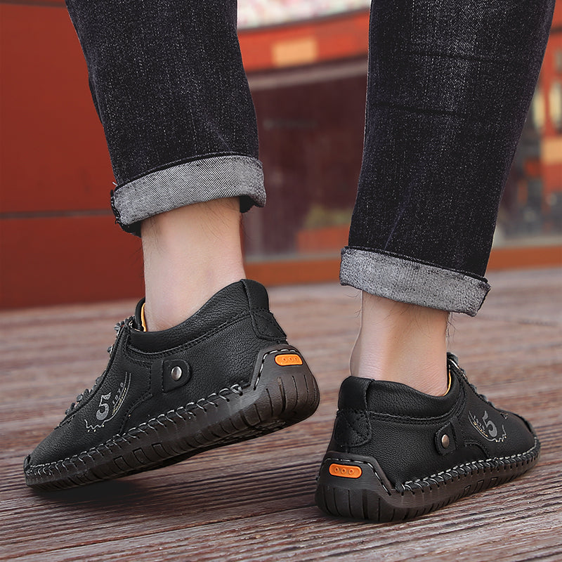 Mens Leather Casual Shoes Summer lace-up Handmade Slip On Loafer Comfortable Breathable Driving Shoes A9916