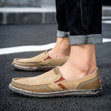 Mens Canvas Shoes Slip on Deck Shoes Boat Shoes Non Slip Casual Loafer Flat Outdoor Sneakers
