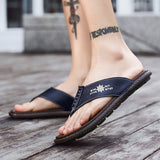 Men's leather sandals fashion large size beach shoes slippers 2221