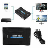 Signal Video Audio Converters Upscale Adapters Receiver HD 1080P SCART to HDMI-compatible for Household Computer Accessories