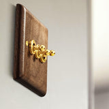 Retro American Industrial Style Light Switch Socket, Solid Wood Brass Toggle Switch Plate, Antique Home Stay Switch