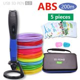 Fashion 3D pen 3D printer Pen and PLA / ABS safety plastic  Can be used outdoors USB powered Free delivery bag Christmas present