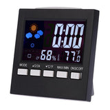 Intelligent Weather Clock LCD Thermometer Hygrometer Weather Forecast Clock Alarm Calendar Voice-activated Backlight Temp&amp; Humid
