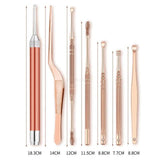 7pcs/set LED Flashlight Ear Wax Pickers Cleaner Stainless Steel Earpick Wax Remover Curette Ear Pick Cleaner Ear Cleaner