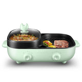 220V Household Electric Hotpot Cooker Multi Cooker Non-stick Hot Pot Meat Grill 2 In 1 Frying Pan Fast Heating