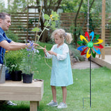 Iron Art For Garden Lawn Landscaping Gift Craft Windmill Yard Patio Wind Spinner Coloful Ground Stake Home Decor