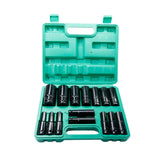 1/2Inch Drive Hex Impact Socket Set 10-Piece Deep Socket Metric Sizes 10-24mm Carbon Steel with Hard Storage Box