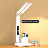 LED Desk Lamp,Multifunction Table Lamp With Calendar USB Touch Night Light With Pen Holder For Bedroom Reading Lamp