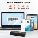 2D Wireless Barcode Scanner Mini Portable Bar Code Scanner 3-in-1 Bluetooth/USB Wired/2.4G Wireless 1D QR Code Scanner Inventory