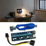 F19E VER009S PCI-E Riser Card PCIE 1X to 16X Extender  USB 3.0 Cable 4 Pin Power Cable