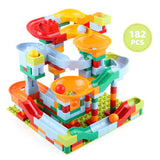 182pcs Big Marble Race Run Building Blocks ABS Track Funnel Slide Compatible Building Bricks Set Kid Toy Baby Birthday Xmas Gift