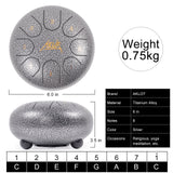 aklot Steel Tongue Drum 6 inch 8 Notes Silver Color Percussion Instrument with Drum Mallets Carry Bag Music Book