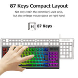 HXSJ L100 2.4G Wireless Membrane Keyboard 87 Keys Layout RGB Light Effect ABS Key Cap Built-in 1800mAh Lithium Battery