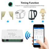 WiFi 433RF Voice Remote Control Ewelink2CH/4CH Relay Switch Alexa Nest Google Home 10 Press Relay 8 Hours Smart Timer Switch