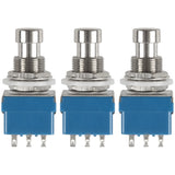 3Pcs 9-Pin 3PDT Guitar Effects Pedal Box Stomp Foot Metal Switch True Bypass Blue