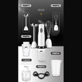 Electric Hand Blender Mixer w/ Blender Stick Egg Beater Grinding Cup Mixing Cup Meat Ground Cup for Baby Food Smoothies