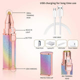 2 IN 1 Rechargeable Electric Eyebrow Trimmer Epilator Female Body Facial Lipstick Shape Hair Removal Mini Painless Razor Shaver