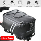 8L Storage Luggage Cycling Accessories With Rain Cover Travel PU Leather Pannier Bike Bag Rack Rear Carrier Trunk Large Capacity