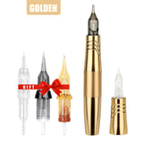 Dual Use PMU Tattoo Machine Permanent Makeup Machine RCA Golden Rotary Tattoo Pen with 2 Head Dual Type Needles Interface