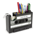 2 in 1 Multifunctional Pen Holder Creative Office Desk Stationery Organizer Retro Cassette Tape Dispenser Pen Holder Gift