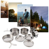 8PCS Camping Cookware Mess Kit Stainless Steel Cooking Pot and Pan Set with Plates Cups for Outdoor Camping Hiking Cooking Set
