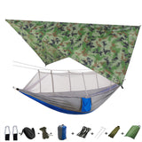 Outdoor Mosquito Net Parachute Portable Camping Hammock with Rain Fly Tarp,Nylon Hammocks Camping Hanging Sleeping Bed Swing