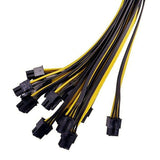 100CM 18AWG GPU PCIE 6Pin Male To 8Pin (6+2) Male Graphics Video Card Power Cable For BTC Ethereum Miners Mining 12Pcs
