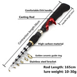 1.65m Fishing rod with reel telescopic  Portable Casting Rod and Reels set Travel Outdoor sports Trout  fishing fish Boat pole
