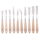 10Pcs Stainless Steel Spatula Palette Knife Painting Tools Metal Knives Wood Handle for Oil Paint Acrylic Canvas Art Tools