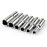 6pcs 1/2 Inch Deep Sockets Set 12.5mm Square Hole 78mm Length Auto Repair Hand Tools 8 10 12 14 17 19mm