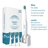 LANSUNG SN901 Sonic Electric Toothbrush Rechargeable Tooth Brushes 4 Pcs Replacement Heads Ultrasonic  Electric Toothbrushes