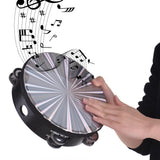 10 Inch Wooden Radiant Tambourine Handbell Hand Drum with Double Row Jingles Reflective Drum Head Percussion drum Musical Toy