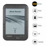 New 6 Inch 16GB Ebook Reader E-Ink Capacitive E Book Light Eink Sn E-Book E-Ink E-Reader MP3 with Case, WMA PDF HTML