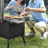 Portable Foldable Wood Burning Stove Heavy Duty Removable Camp Tent Stove with Chimney Pipe for Tent Shelter Heating Cooking