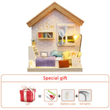 Diy Miniature Dollhouse Kit Doll House Furniture Handmade Model Room Box Toys For Children Christmas Gift Wooden House For Adult