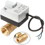 2 Pcs Ac220V 2 Way 3 Wires Motorized Ball Valve Electric Actuator with Manual Switch , Dn15 &amp; Dn20