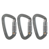 3 Pcs 24KN Aluminum Self-locking Carabiner D-Ring Keychain Survival Safety Equipment for Outdoor Camping Gear Climbing Acces