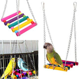 13pcs Bird Cage Toys Parrots Reliable &amp; Chewable - Swing Hanging Chewing Bite Bridge Wooden Beads Ball Bell Toys Random Color